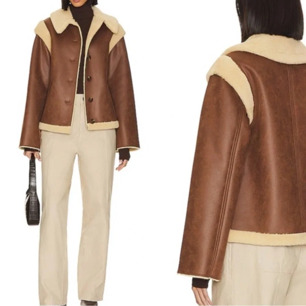 Bona Sherpa Jacket in Burnished Brown - Picture 1 of 8